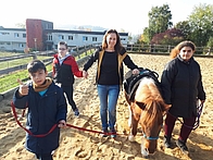 Schüler mit Pferd